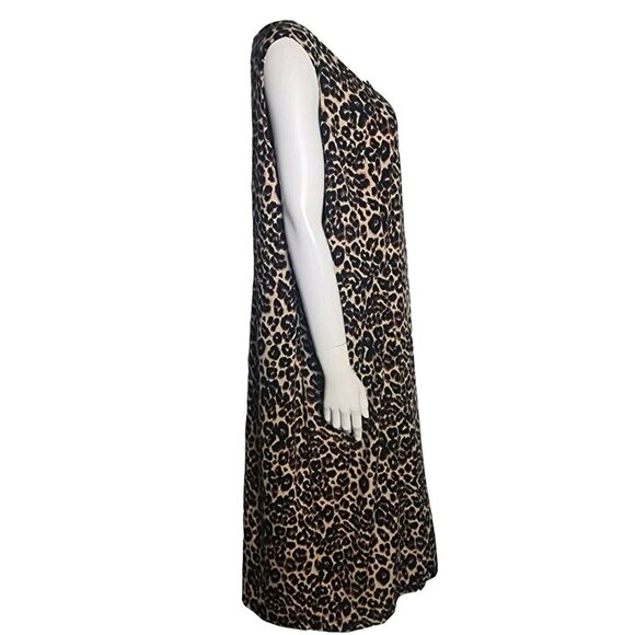 ELLOS Brown Tan Animal Print Sleeveless Pullover Dress Womens Plus Size 18/20 - Picture 2 of 7